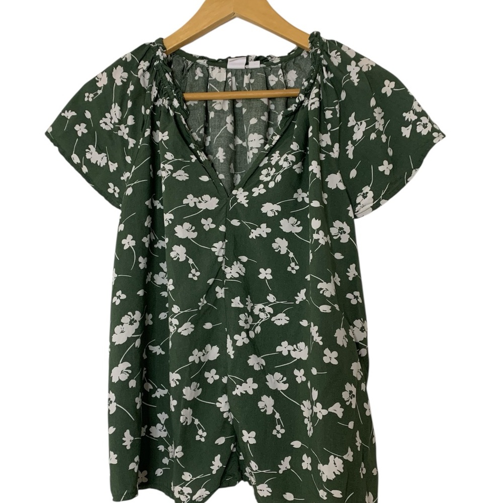GAP Green Floral Women's Blouse Size Medium